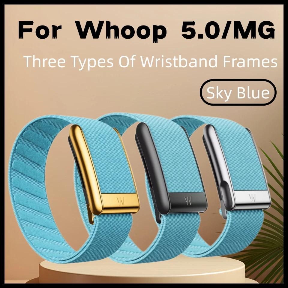 For Whoop 5.0/MG Premium Elastic Sky Blue Nylon Braided Straps Breathable Sport Replacement Wristbands Fitness Tracker Bands