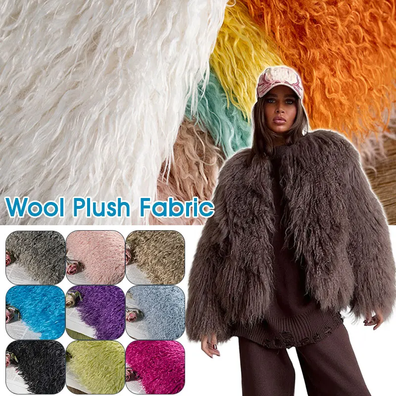

50cm High-End Long Beach Wool Plush Fabric Faux Sheep Wool Fur Fabric for Clothing DIY Sewing Background Decoration Patchwork