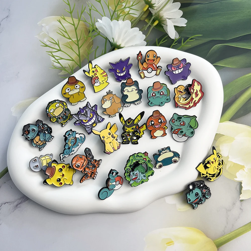 

25pcs Pokemon Pikachu Charmander Anime Metal Badge Brooch Pin Cartoon Figure Kids Clothing Accessory Kawaii Cute Jewelry Gift