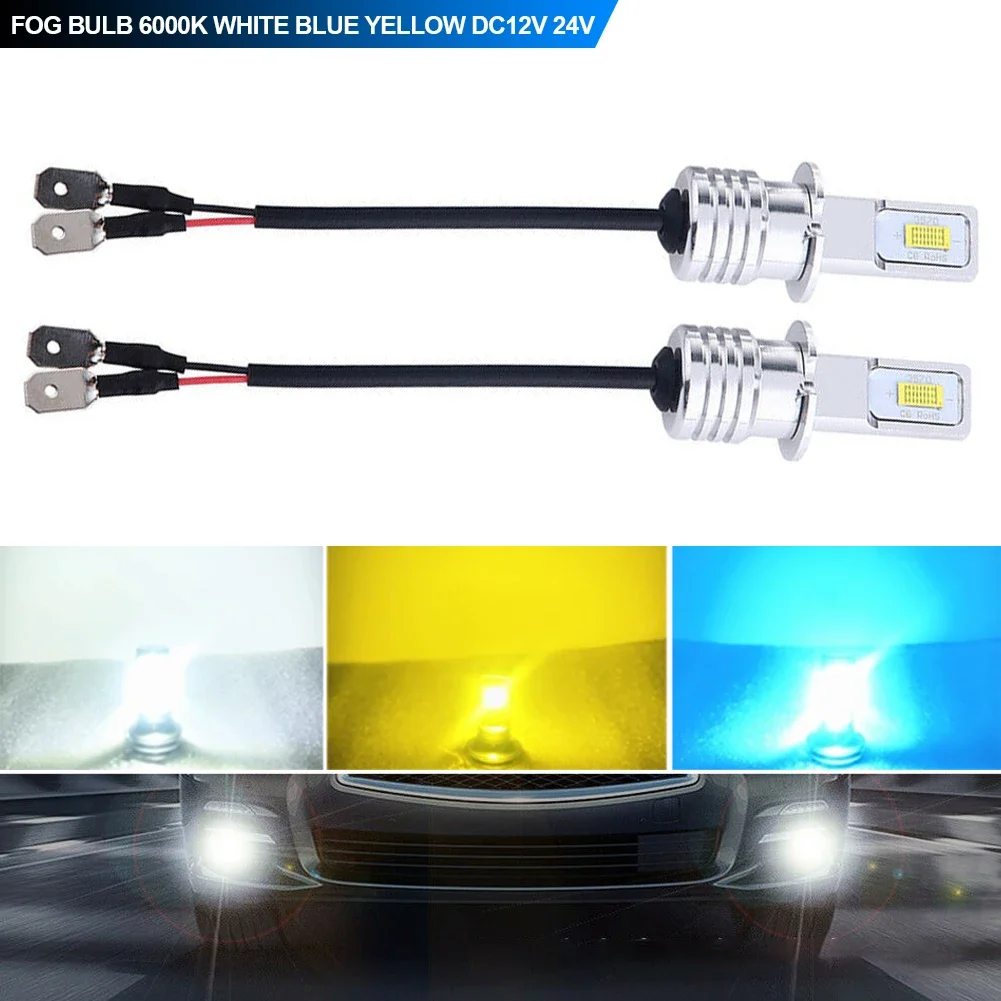 

2Pcs H3 LED Headlight Bulb LED H3 Car Light Fog Lights1:1 Size Replica Replacement Halogen Lamp 80W 12V 24V Auto Lamp