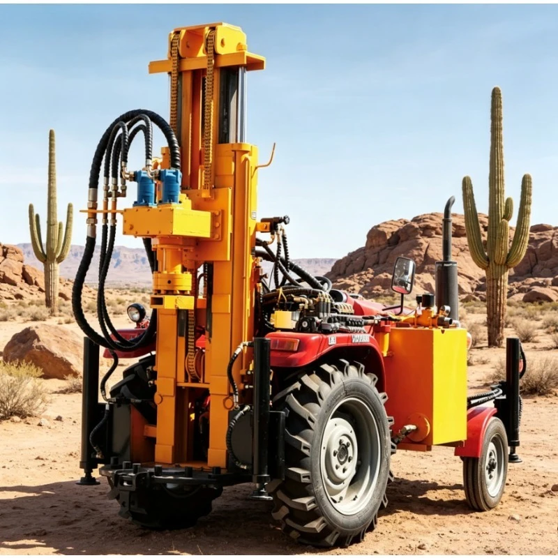 Customized Tractor Mounted Diesel Pneumatic Percussion Water Well Drilling Rig Motor Max.550m Drilling Depth Factory Direct Sale