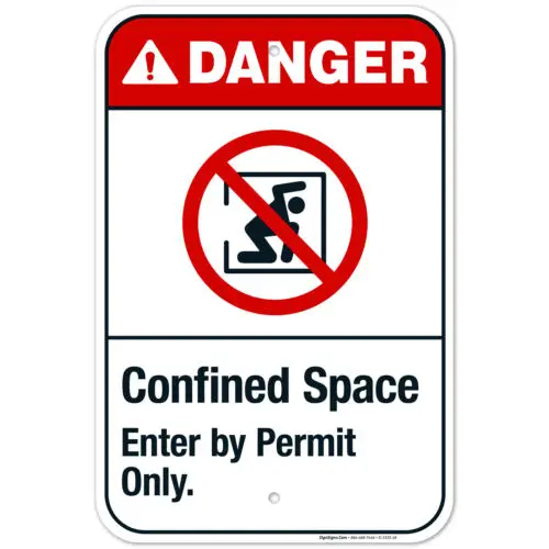 Confined Space Enter By Permit Only Sign, ANSI Danger Sign, (SI-5335)