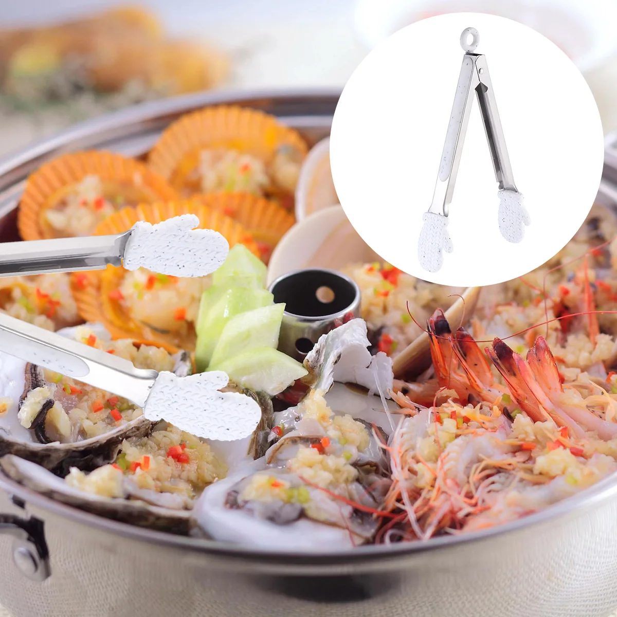 

Tweezers Christmas Food Clips Bread Tongs Stainless Steel Steak Hand for Cooking