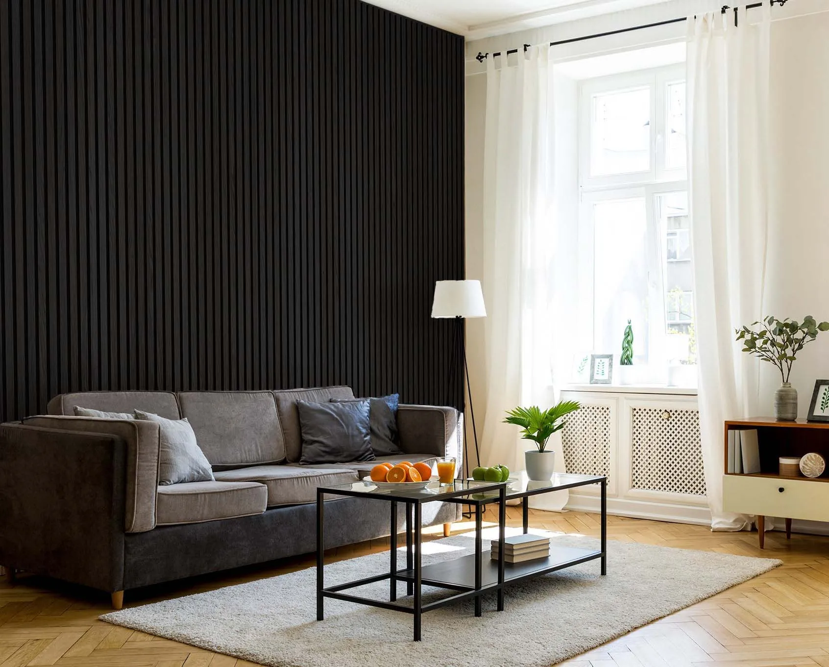 High Quality  Acoustic Wall Panel Wood Slatted Veneer With Graphic Design Solution For Interior Wall Decoration