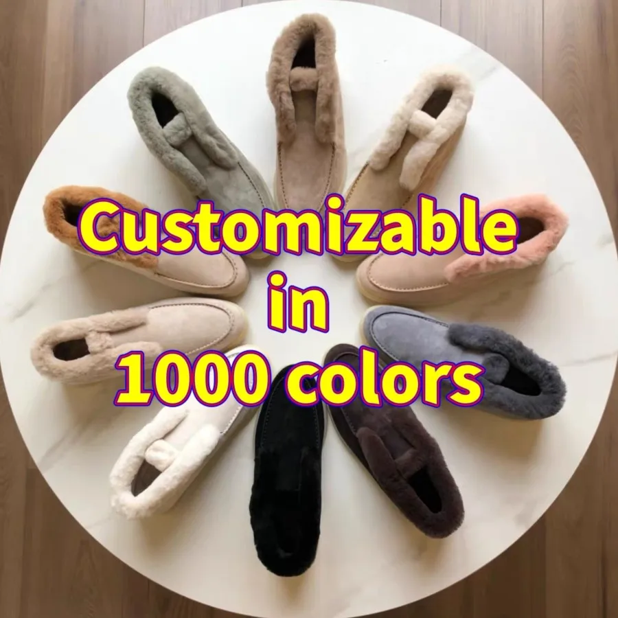 

Women Soft Fur Snow Loafer Shoes For Fashion High Top Keep Wool Warm Cozy Plush Snow Shoe Genuine Leather For Cold Winter A40225