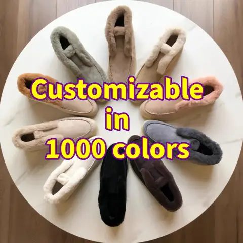 Women Winter Warm Ankle Booties Burgundy Faux Suede Slip On Loafers Rabbit Fur Trim Collar Flat Comfort Plush Lined Short A40225