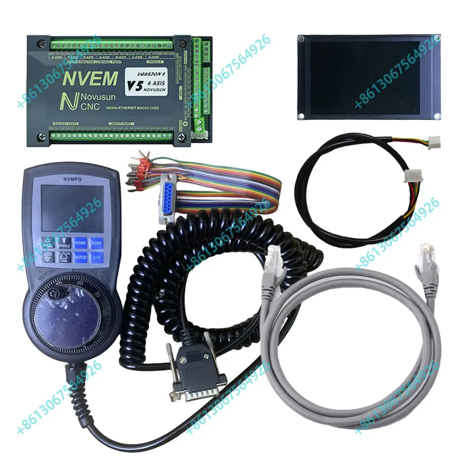 Upgraded Ethernet Mach3 NVEM V5 300K CNC Controller For Engraving Machine Kit 3/4/5/6Axis Control Card+Handwheel+LCD display