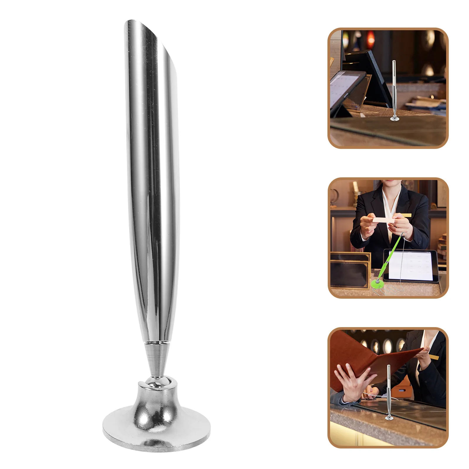 

4Pcs Stable Metal Pen Holder Stand Single Pen Base Desk Essential Office Supplies Signature Writing Instrument Holder for Hotel
