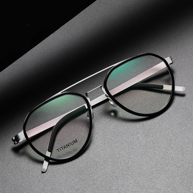 

Denmark Brand Titanium Pilot Prescription Eyeglasses Frame Men Retro Round Optical Glasses Frame Women Vintage Screwless Eyewear