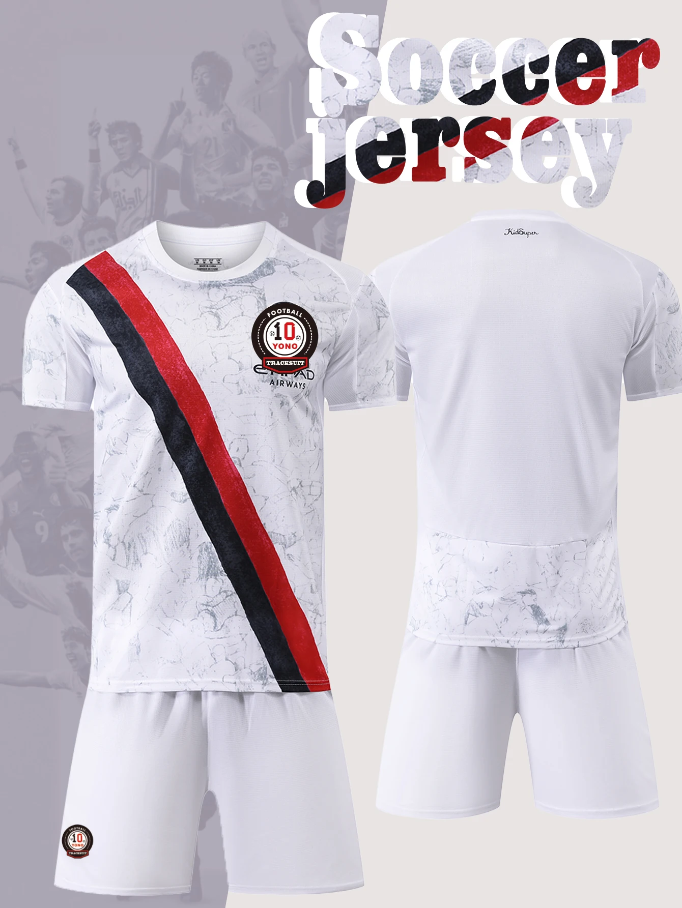 

Men's Casual Sports Football Uniform round Neck Top with Fashionable Breathable Shorts Comfortable Football Suit Set