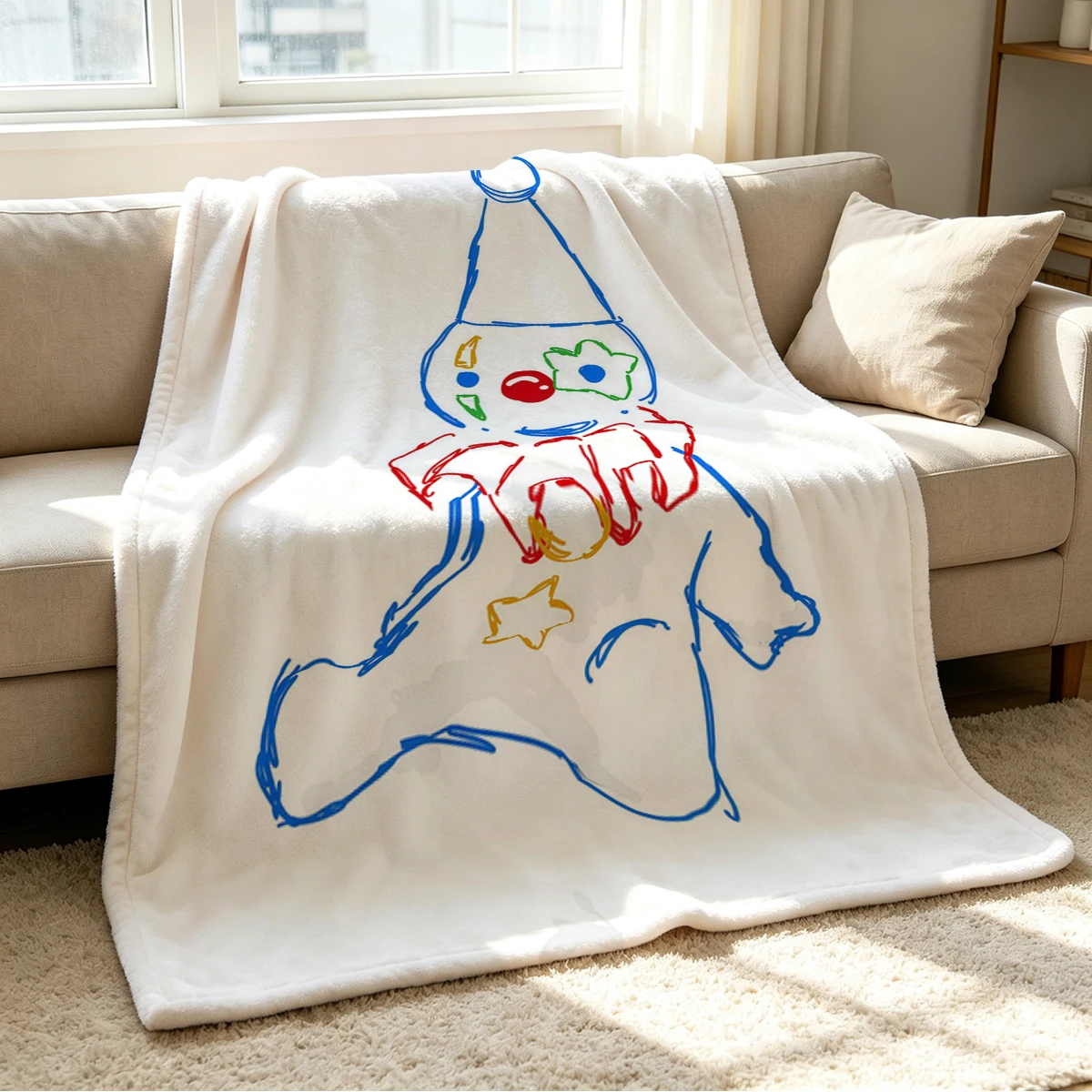 Jolly Clown Blanket Soft Cozy Throw for Sofa Bed Festive Holiday Decor Gift for Kids and Adults,Lightweight and Warm