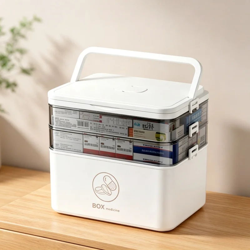 3‑5 Tier Family Medicine Storage Box, Compact First‑Aid Organizer for Household Medical Supplies Home Emergency Storage