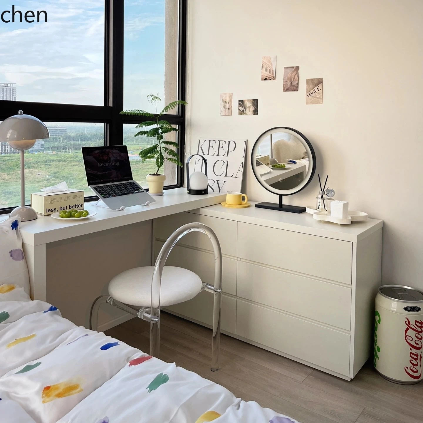 

HTT Dressing Table Storage Cabinet Integrated Bedroom Simple Internet Celebrity Bedside Storage Six-Drawer Cabinet Extendable