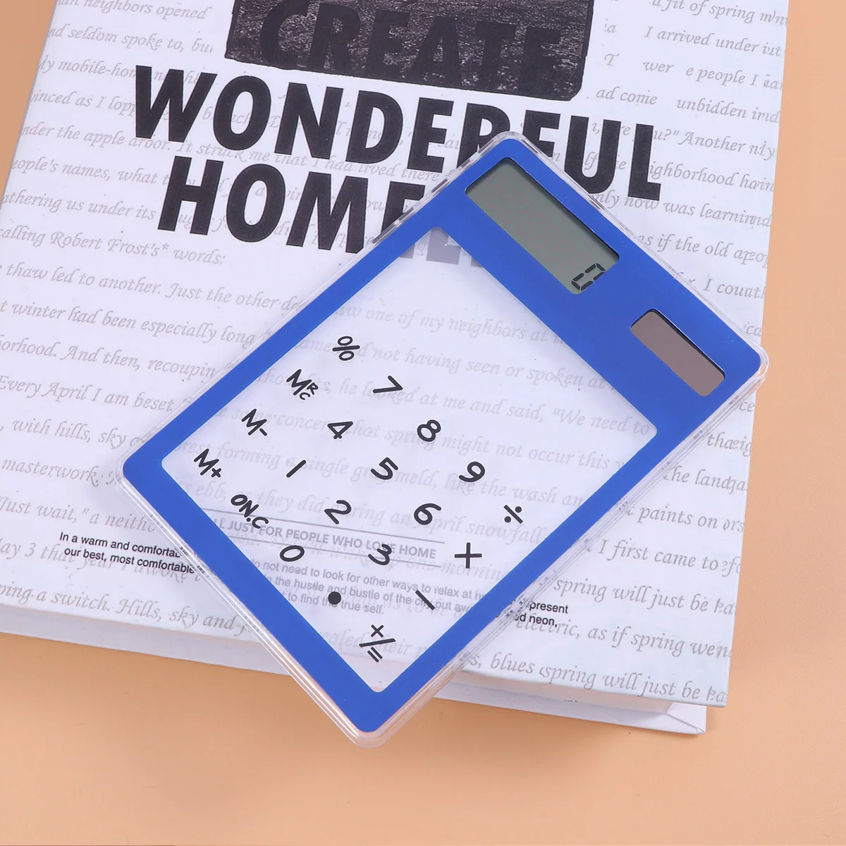 Ultra Thin Calculator Blue Solar Powered Transparent Touch Screen Mini Calculator For Office School Desktop Students