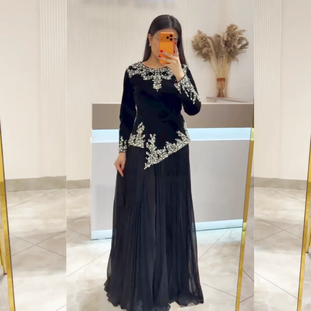 

Customized Luxury Evening Dresses Rhinestone O-Neck A-line Long Dresses Bespoke Occasion Formal Elegant Party Wedding Sparkle