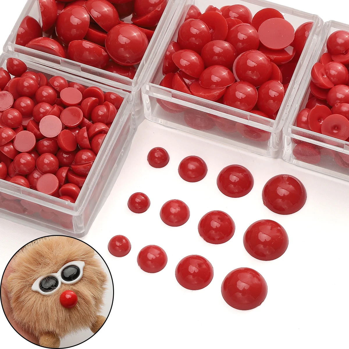 

50-200Pcs 6/8/10/12mm Acrylic Red Round Safety Nose Eyes For DIY Doll Toy Bear Crafts Animal Eye Noses Making Puppet Accessories
