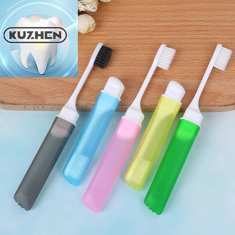 Portable folding outdoor travel camping toothbrush foldable toothbrush plastic