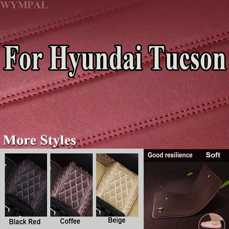 

Luxury Custom Auto Luxury Leather Car Floor Mat For Hyundai Tucson 2015 2016 2017 2018 Car Mat Full Set Waterproof Accessories