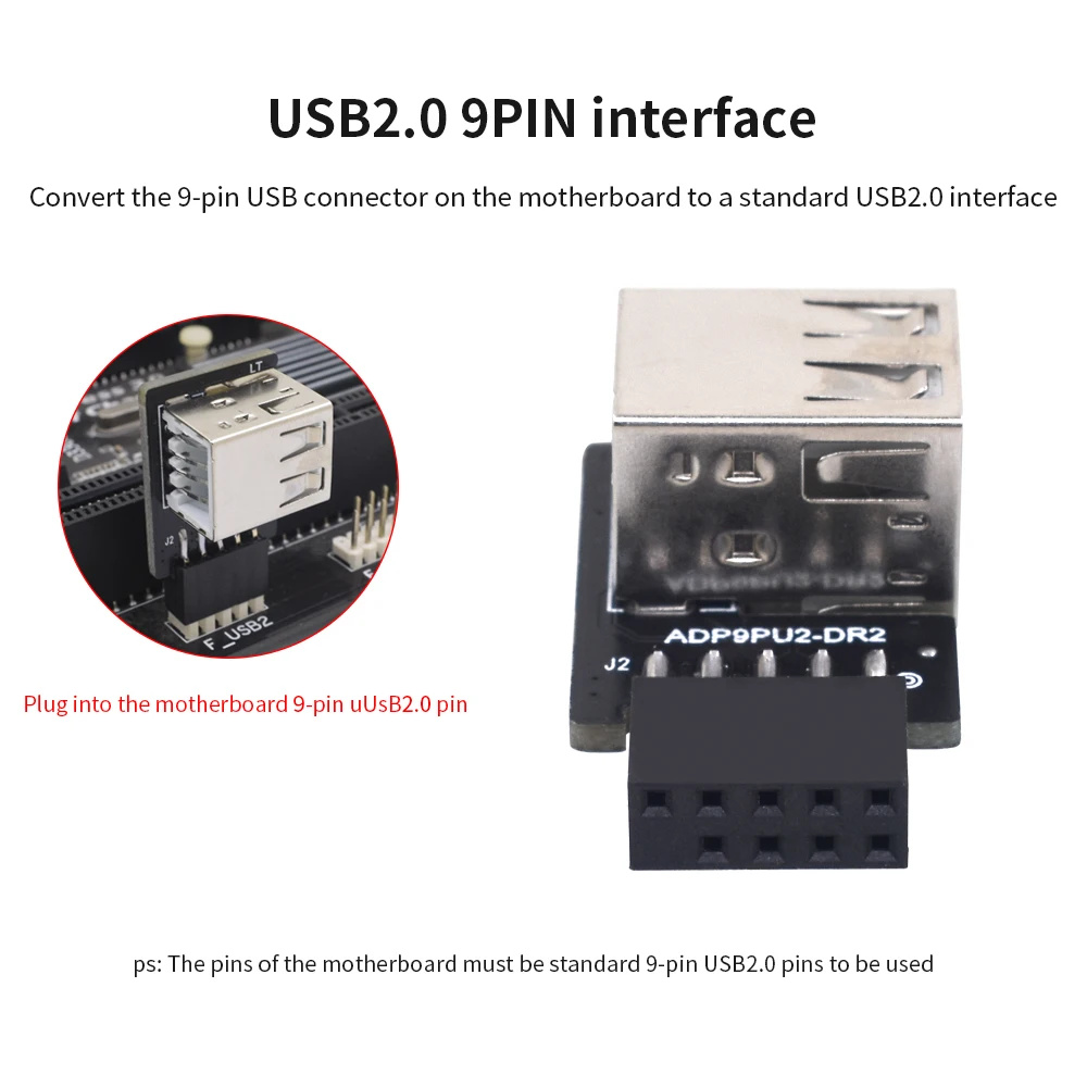 TISHRIC 9Pin To USB 2.0 Adapter Expansion Board Motherboard 9Pin To 2 Ports USB Conversion USB2.0 9Pin To A Female Double Layer