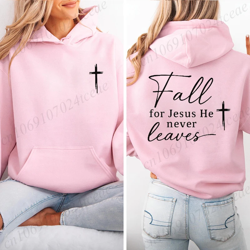 Fall for Jesus Lässige Damen-Kapuzenpullover, christlicher Herbst, Kapuzenpullover, Design, Sweatshirts, Fleece-Pullover, Herbst-Glaubenzitat, Streetwear