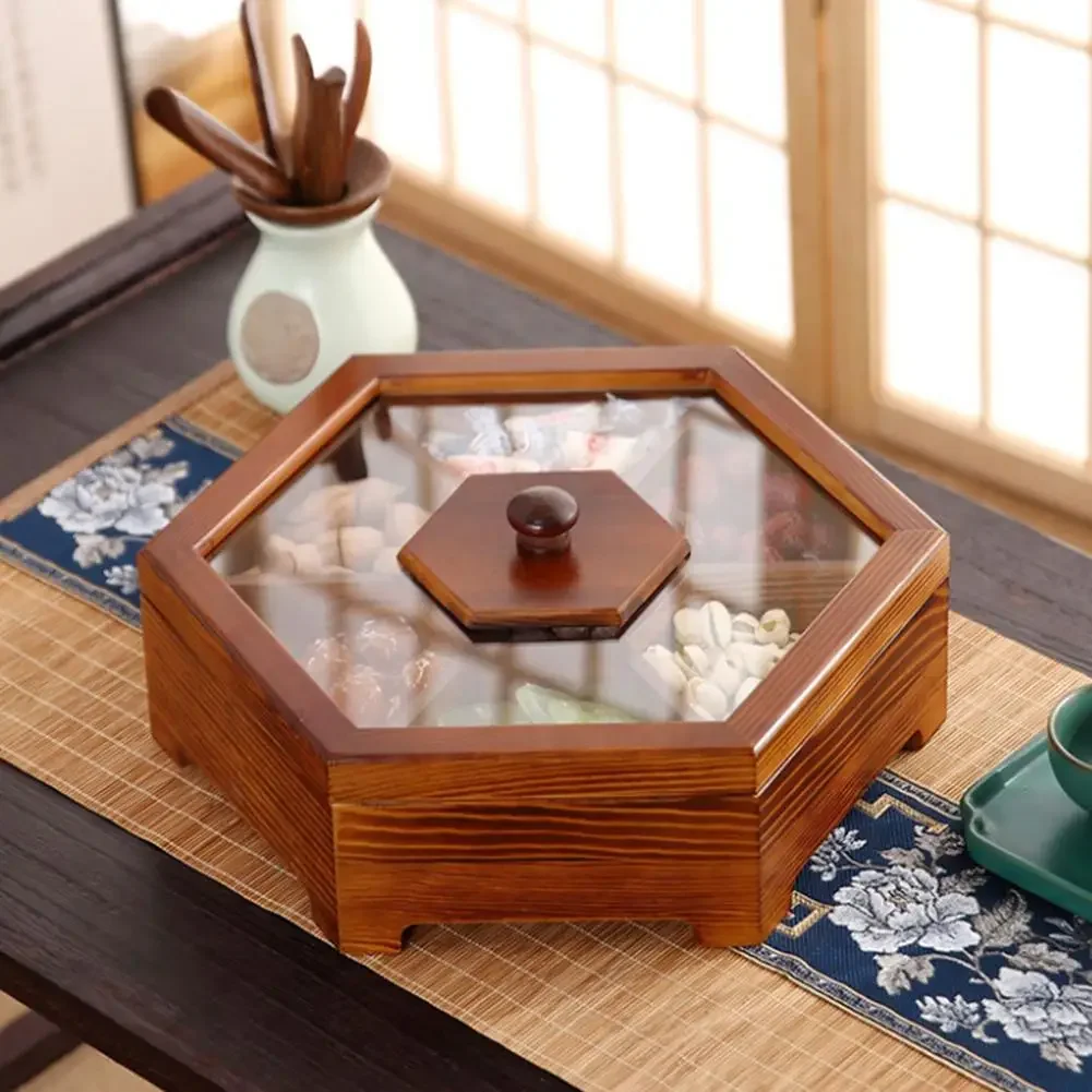 

Solid Wooden Snack Box Chinese Style Multi-grid Dried Fruit Tray Organizer Multifunctional Innovative For Living Room