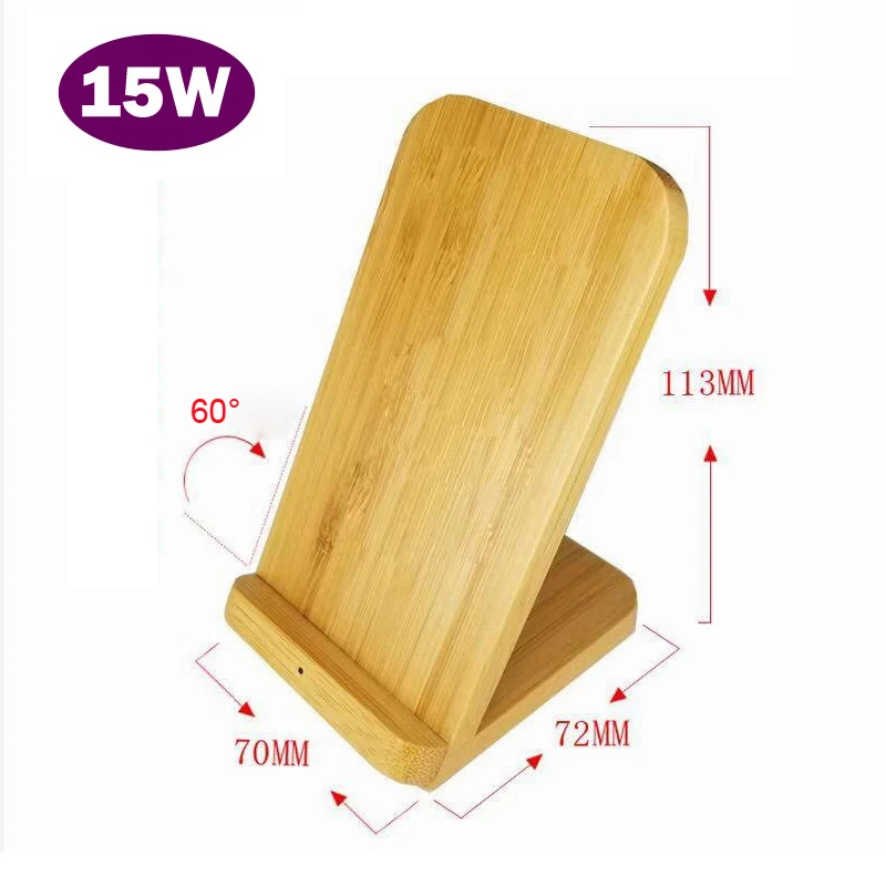 15w Stand Wireless Charger For Doogee S89 S98 S99 S95 S90 S88 S68 S97 Pro V10 V20 V30 Bamboo Wood Qi Fast Charging