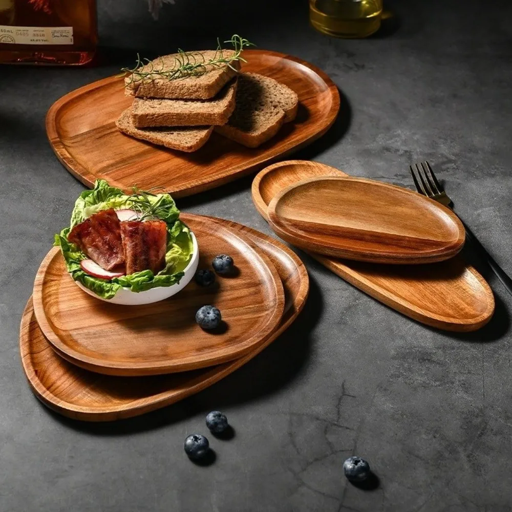 Aesthetic Wooden Serving Platters Irregular Creative Snack Tray Easy To Clean Multi Use Bread Board Dessert