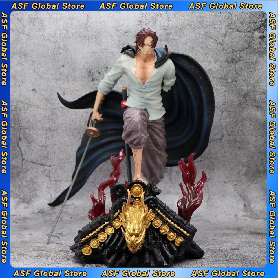 32 cm Neue EIN STÜCK Anime Figur Shanks Umfang PVC Modell Szene Statue Desktop Dekoration Ornamente Kinder Weihnachten Geschenke Spielzeug
