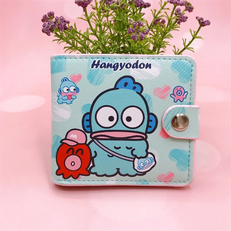 Hello Kitty Portafoglio carino Cartone animato stampato Sanrio Pochette Borsa piegata Portafoglio in pelle con porta carte con bottone Porta carte Melody