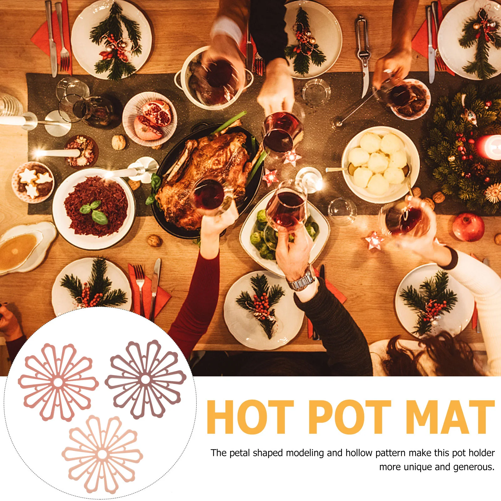 

3Pcs Flower Heat Insulation Pads Hollow Petal Mat Anti-Scalding Table Cup Mat Home Decoration Dining Pot Coaster