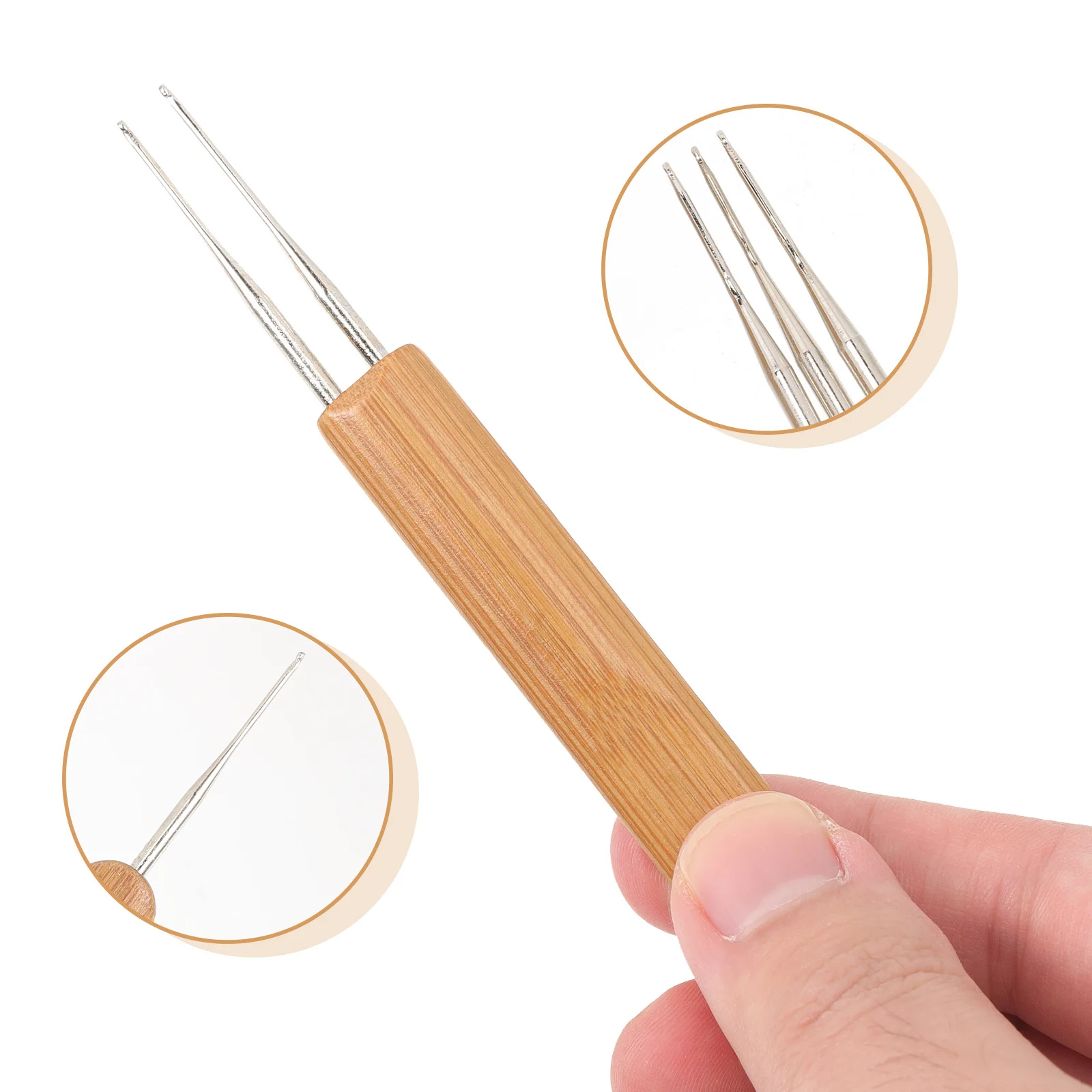 3 قطعة خطاف كروشيه من الخيزران أدوات المجدل المحمولة لتضفير الشعر طقم إبرة معدنية قابلة لإعادة الاستخدام صالون الشعر استخدام إبر الكروشيه