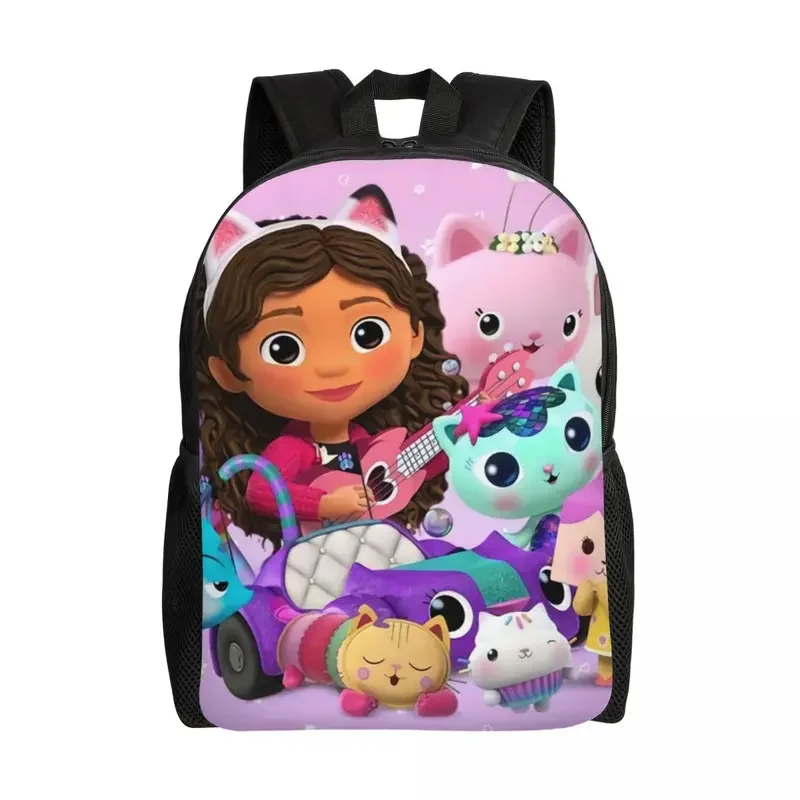 Cartoon Gabbys Dollhouse Travel Backpack Women Men School Computer Bookbag Gabby Mercat College Student Daypack Bags