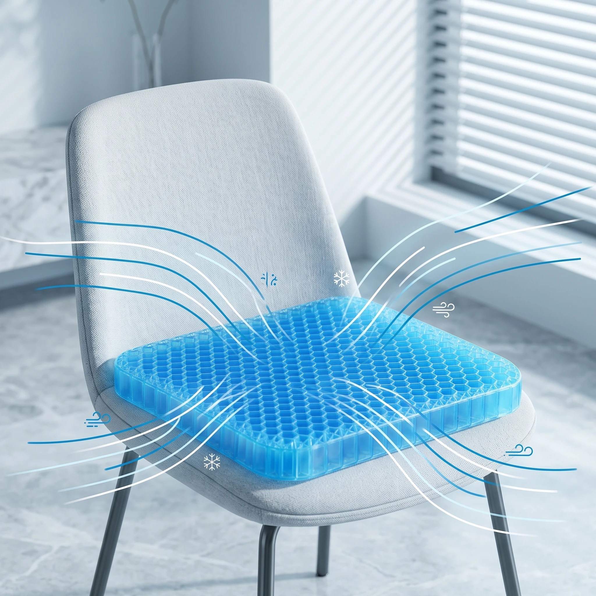 Honeycomb Cooling Gel Seat Cushion Breathable Pain Relief Pad for Office Chair Car Wheelchair Long Sitting Comfort Ergonomic