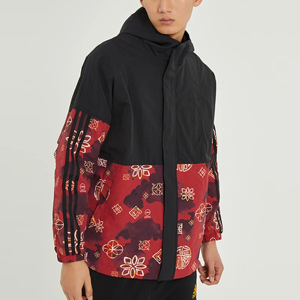 

Adidas Men's Black & Red Hooded Jacket Floral Print 3 - Stripes For Streetwear