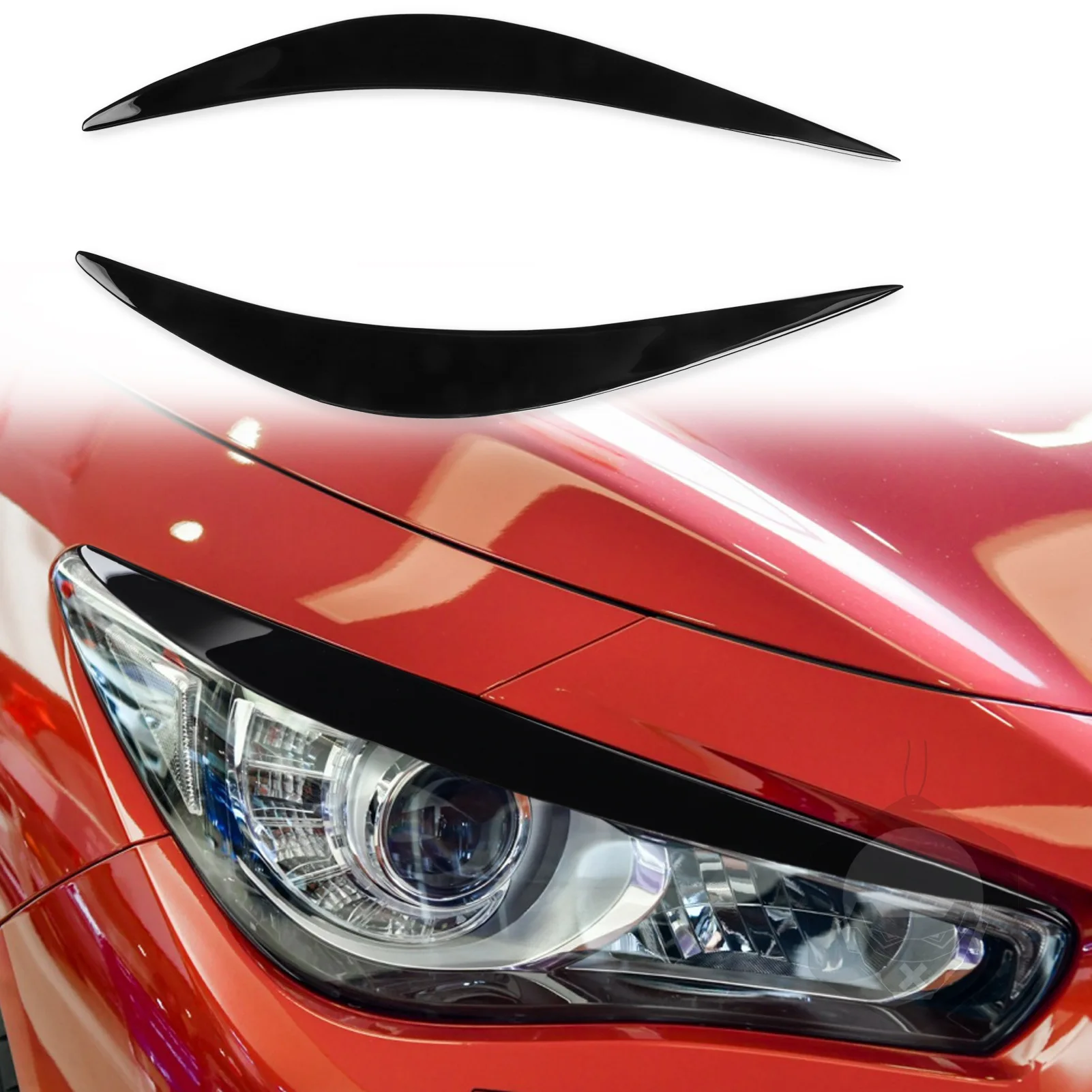 Applicable for Infiniti Q50 Headlights Eyebrows Front Face Decoration Stickers Piano Black Car Exterior Modification Accessories