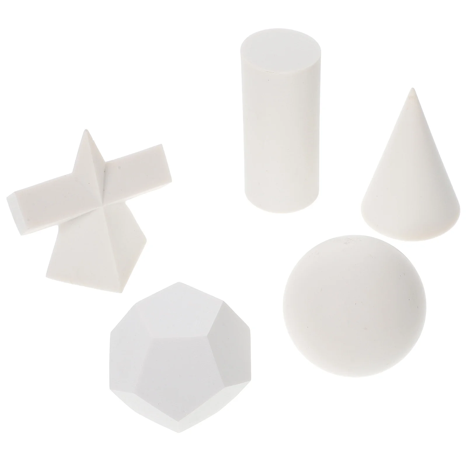 5 Pcs Sketch Geometry Drawing Geometric Prop Model Resin Statue Classic 5X2X2CM 3D Shapes White Simulated Gypsum