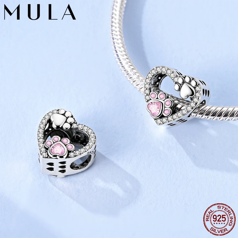 Mula 1Pc New 925 Silver Love Claw Print Beads Charms Fit Original Snake Chain Charm Bracelet DIY Making Gift