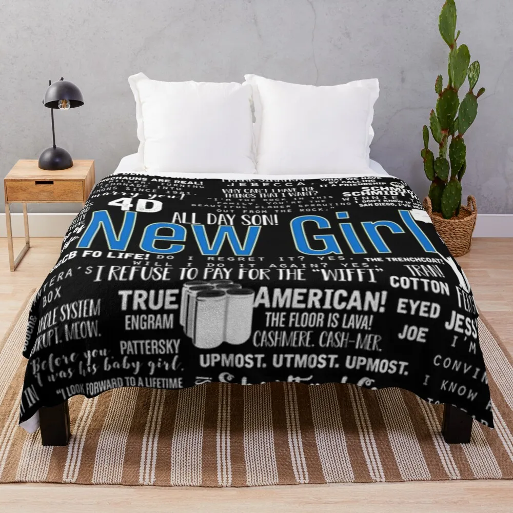 

New Girl Memorable Quotes White Font Poster Throw Blanket Loose Hairys Blankets