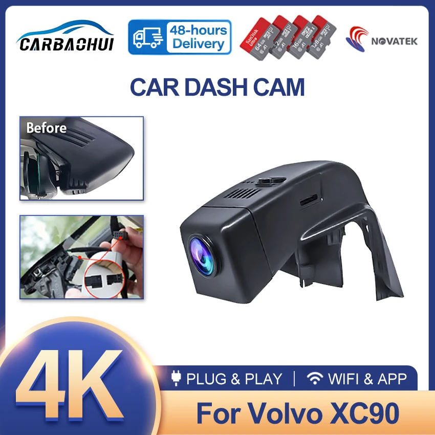 For Volvo XC90 2015 2016 2017 2018 2019 2020 2021 2022 2023 2024 Plug and Play Hidden Car DVR Dash Cam Driving Recorder Cameras