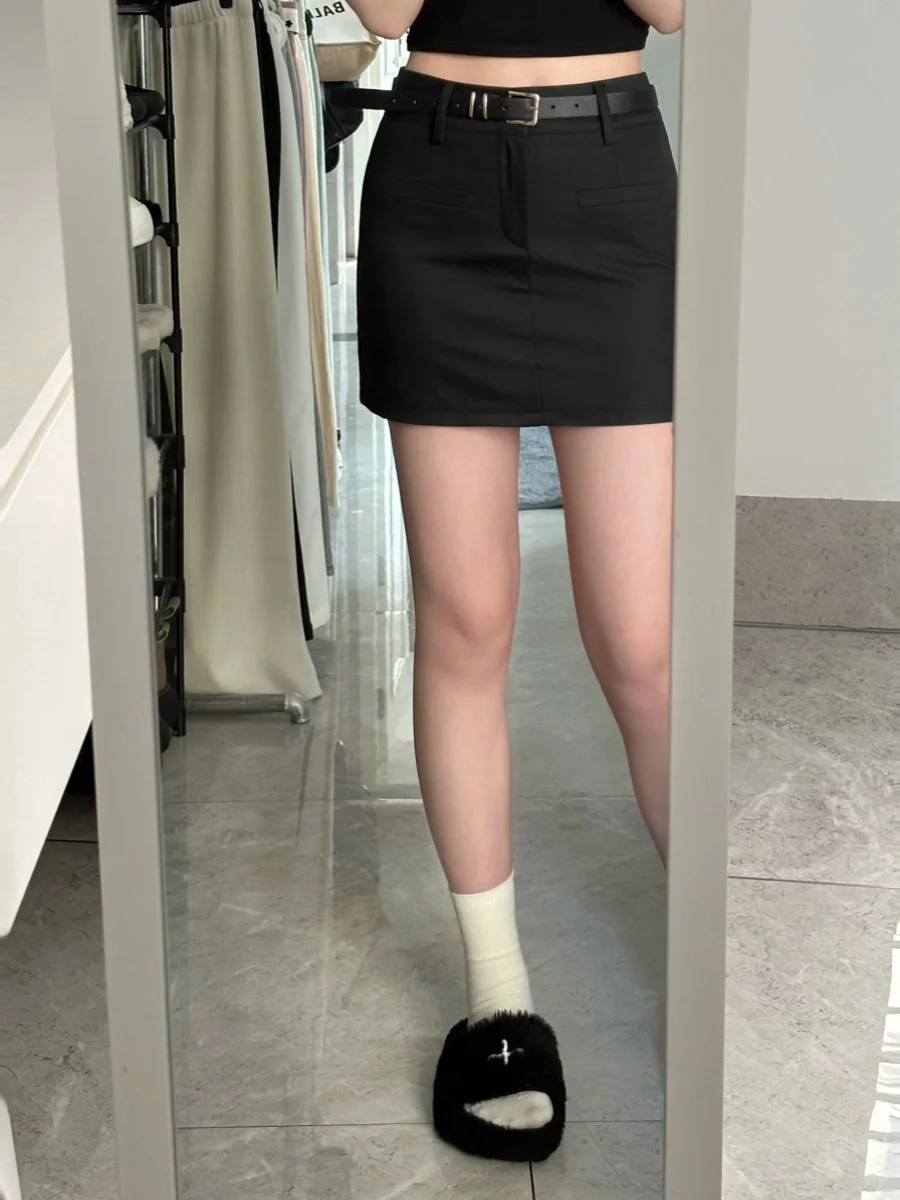 

Bla High Waist A-Line Skirt Women's Suit ort Skirt plus Size Faion Slimming High Waist Commuter Korean Sle