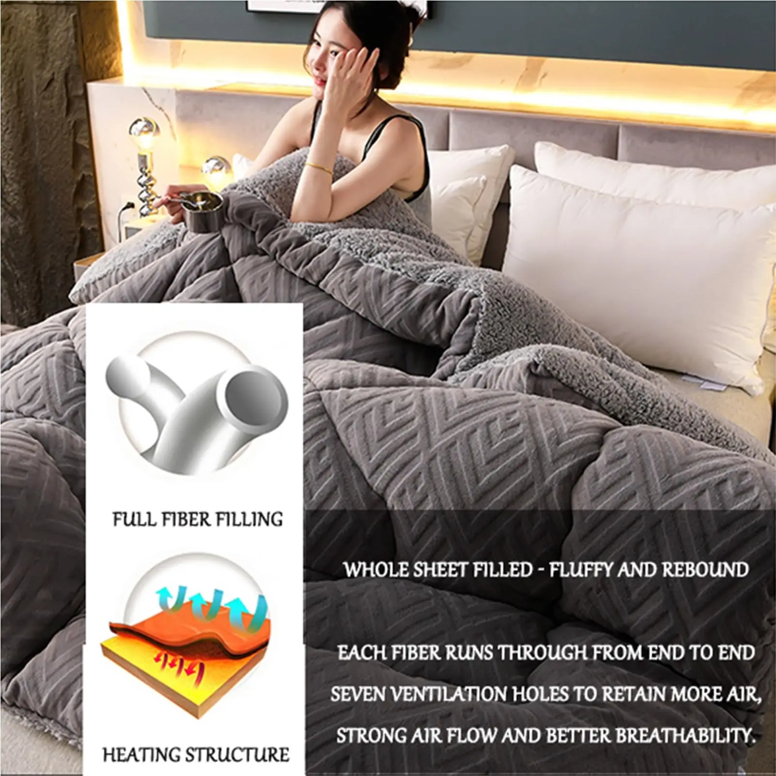 الشتاء الفراش سميكة لحاف بطانية سميكة الدافئة الفانيلا الصوف المعزي لليالي الباردة مجموعة لحاف السرير لحاف البطانيات #6