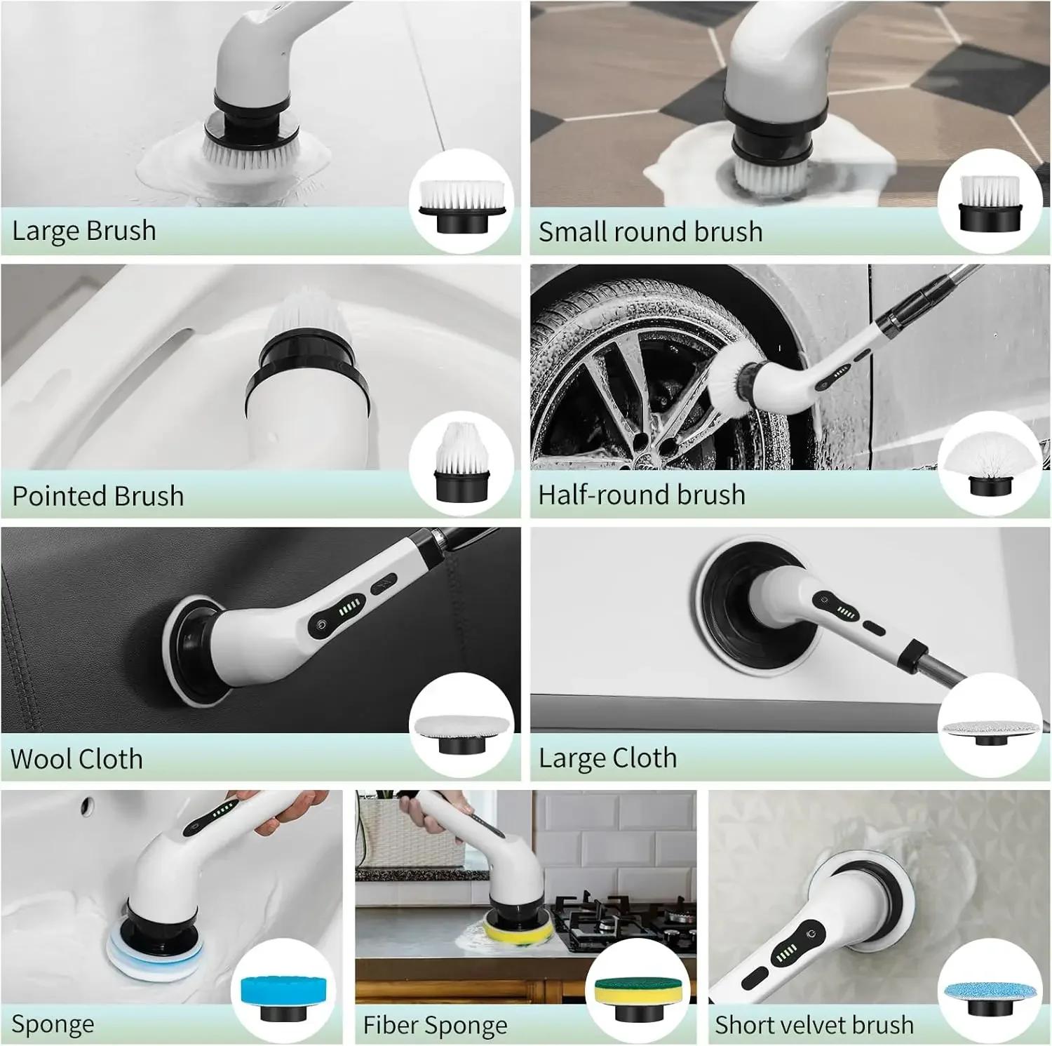 فرشاة تنظيف كهربائية لاسلكية نافذة الحمام المطبخ السيارات متعددة الوظائف آلة التنظيف المنزلية الدوارة