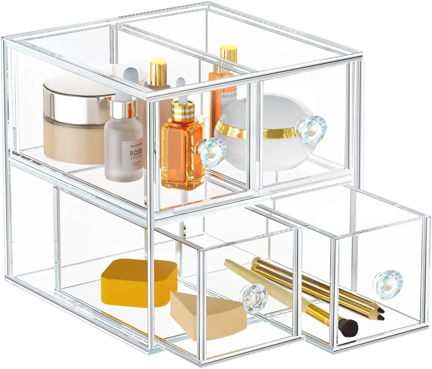 

Acrylic Makeup Organizer Countertop Cosmetics Storage Display Case for Jewelry Bathroom Accessories
