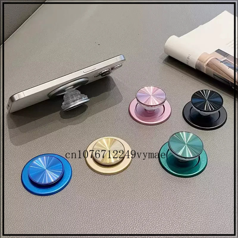 Minimalist Solid Matte Aurora CD Pattern MagSafe Magnetic Airbag Phone Holder Retractable Ultra Thin Ring Stand Desk Support