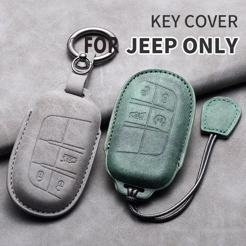 Leather Car Key Case Cover Shell For Jeep Chrysler 300 200 Dodge charger Grand Cherokee Wrangler Compass Renegade For Fiat 500X