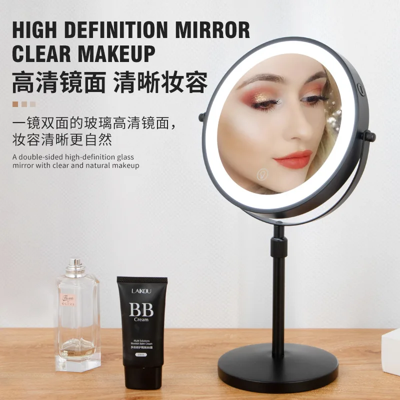 8 Inch Double-Side Makeup Mirror With 5/10X Magnification Clear Reflection And Easy To Carry Desktop Vanity Mirror With Stand