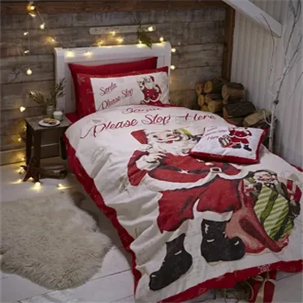 3pc duvet cover Christmas theme Santa Claus snowman funny fashion design hippie Large king size single double holiday room decor