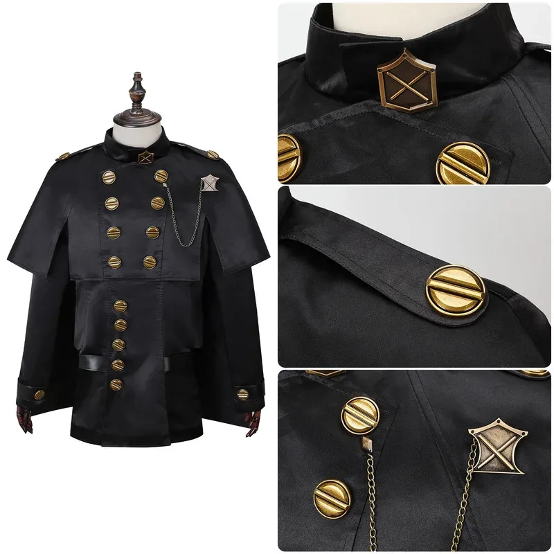 

qa156FF14 Yorha Type-51 Черный Мужской Косплей Костюм Куртка Fending Осеннее Пальто Наряды для Хэллоуина