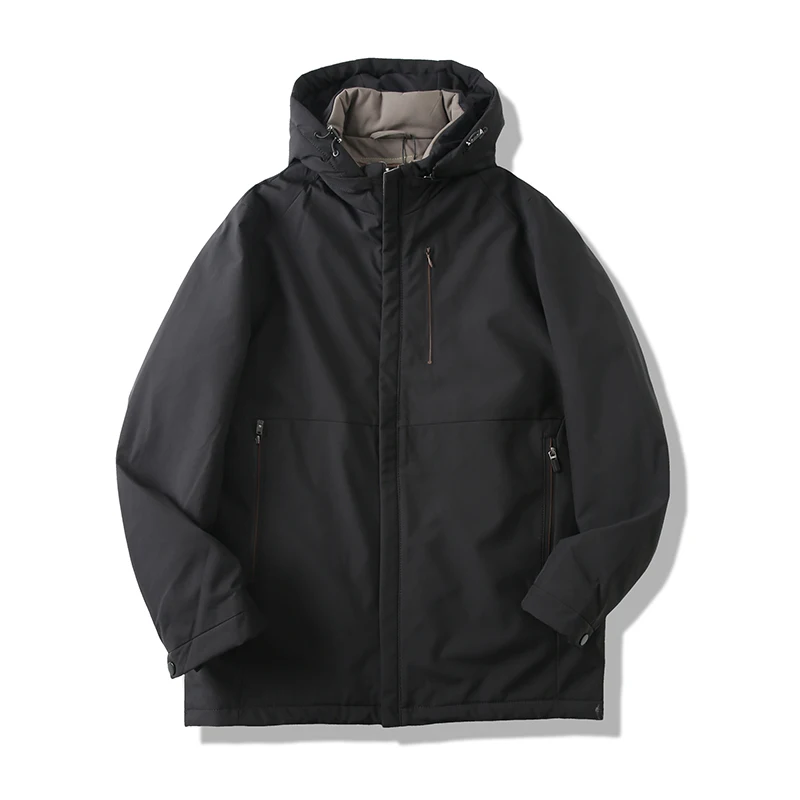  Tee-in-One Men's down Jaet 90% Goose down Detachable Fur  Faionable Urban Sle Regular Length Pure Color