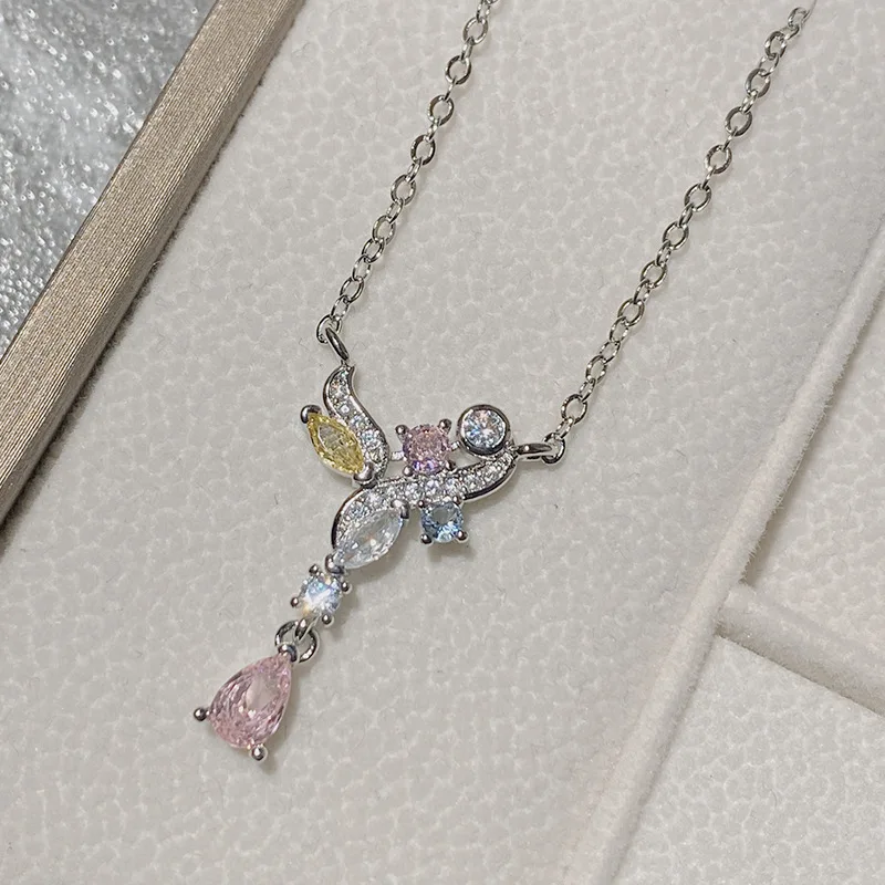 

MDLFES Moissan Diamond Style Японское это оригинальное ожерелье «Любовь» с розовой лозой Сакура